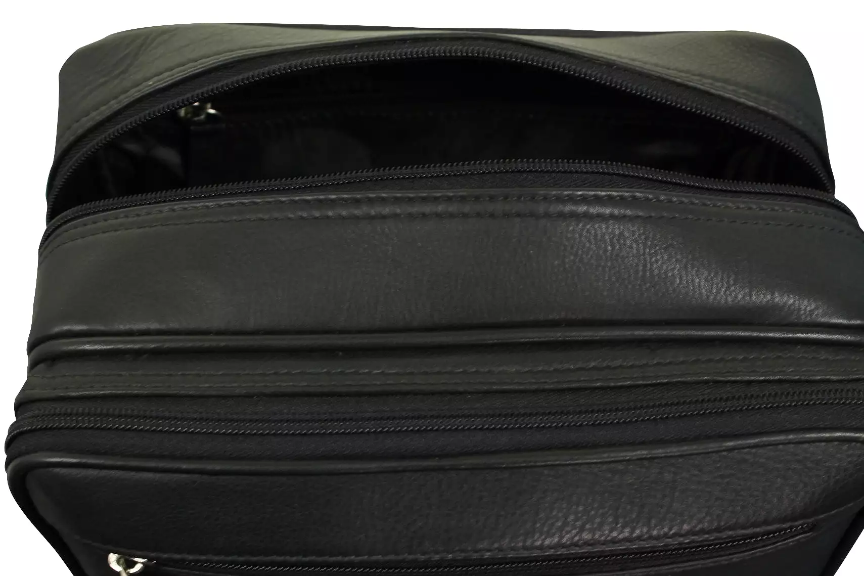 Real Leather Toiletry Wash Bag by Xact Clothing (Black)