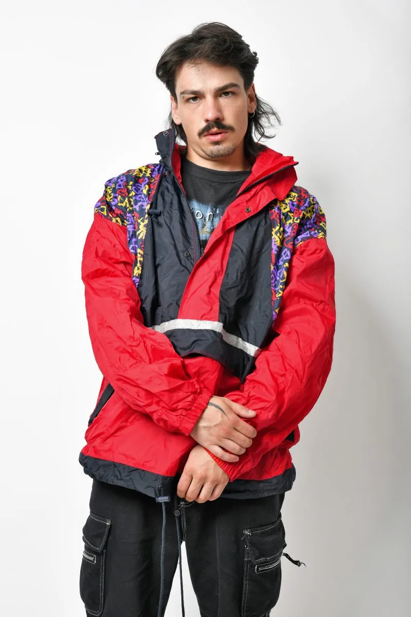 Retro windbreaker jacket red