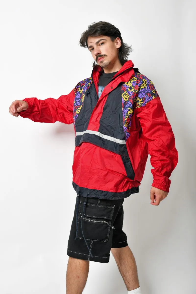 Retro windbreaker jacket red