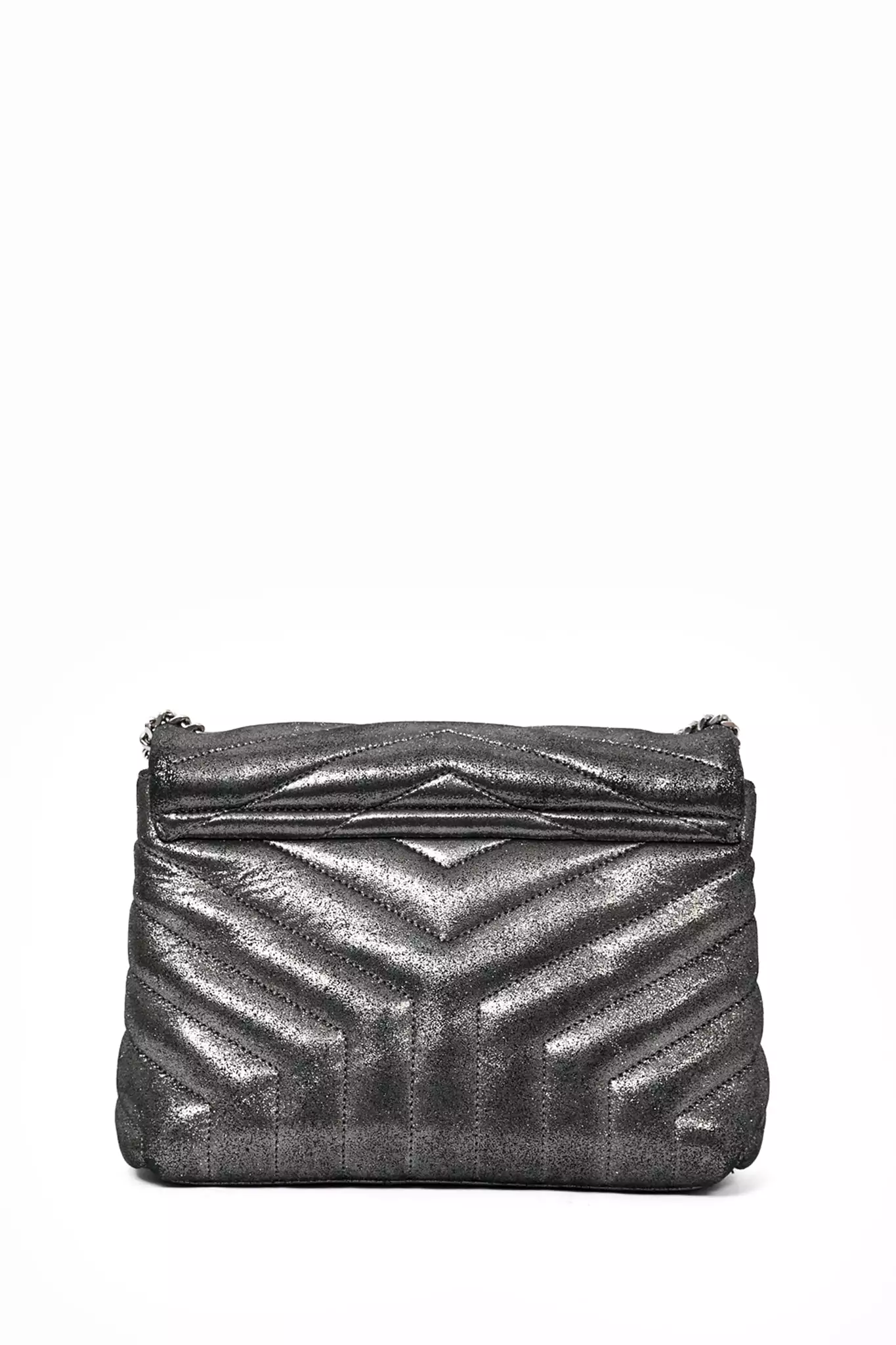 Saint Laurent 2016 Green Metallic Fabric Small Matelasse LouLou Chain Bag