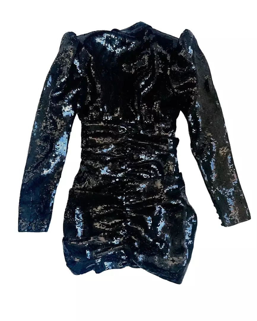 SAINT LAURENT - Long sleeve black sequins dress size 38 FR