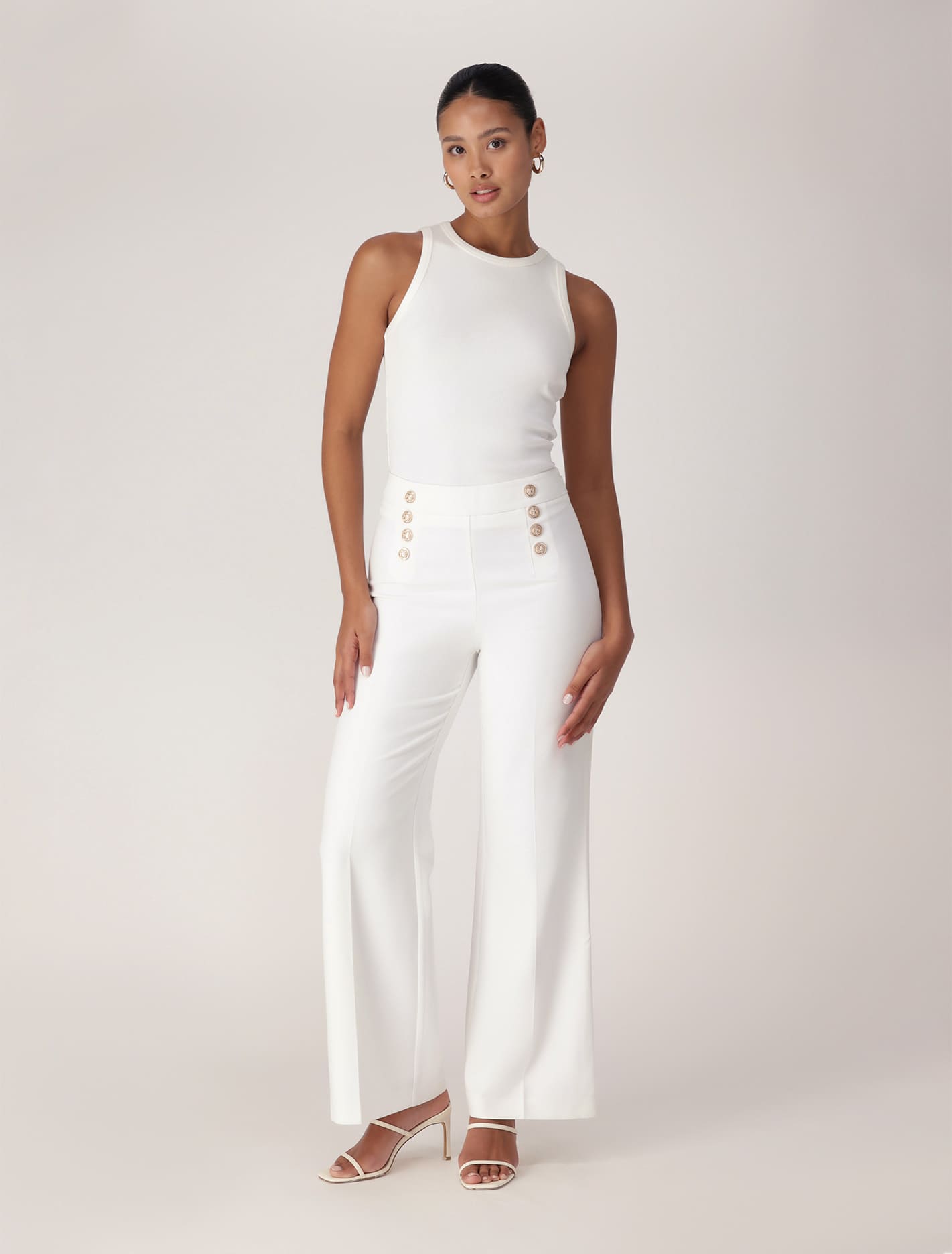 Sara Button Up Slim Flare Pants