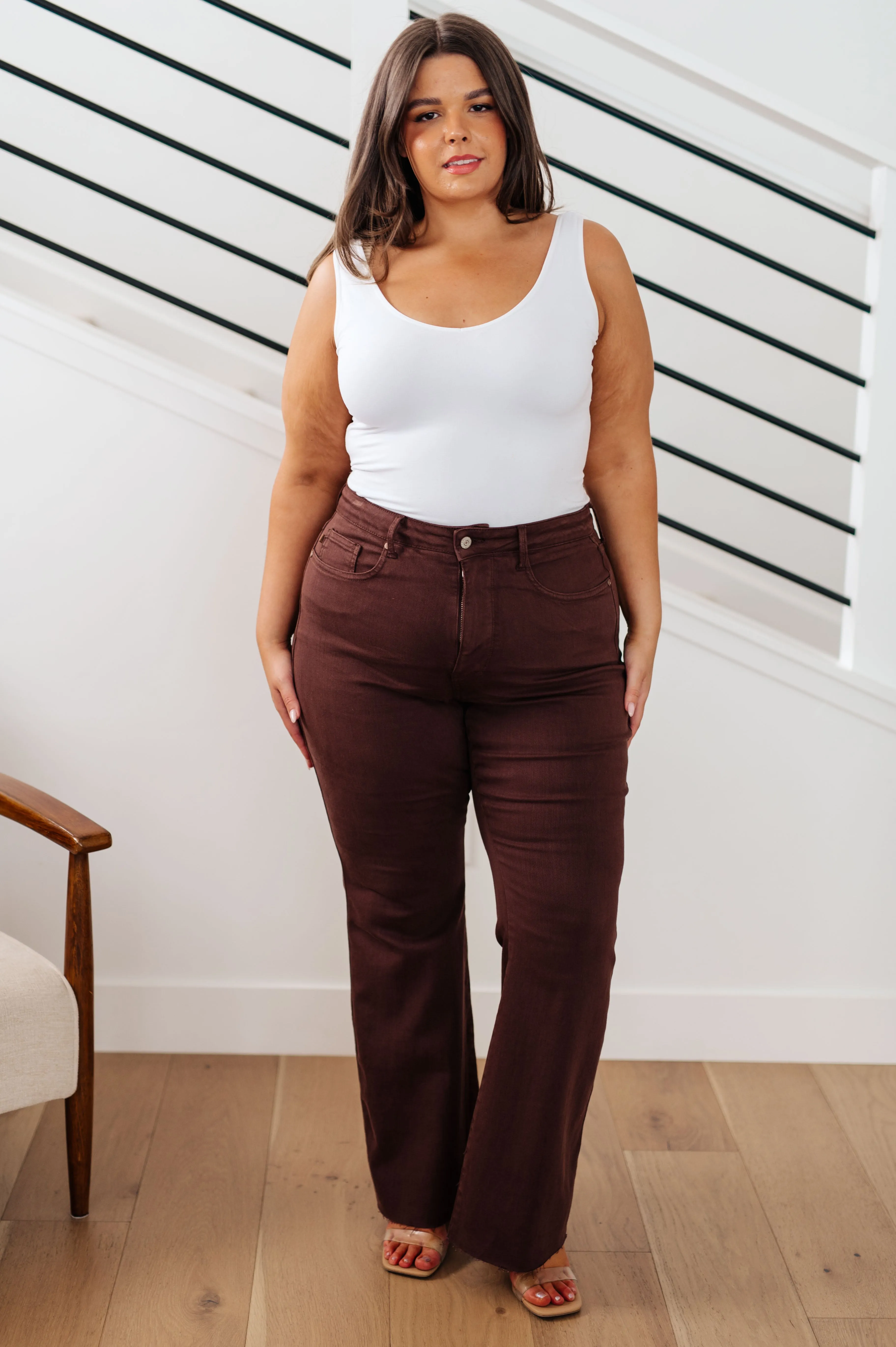 Sienna High Rise Control Top Flare Jeans in Espresso**