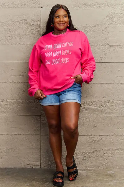 Simply Love Full Size Letter Graphic Round Neck Sweatshirt