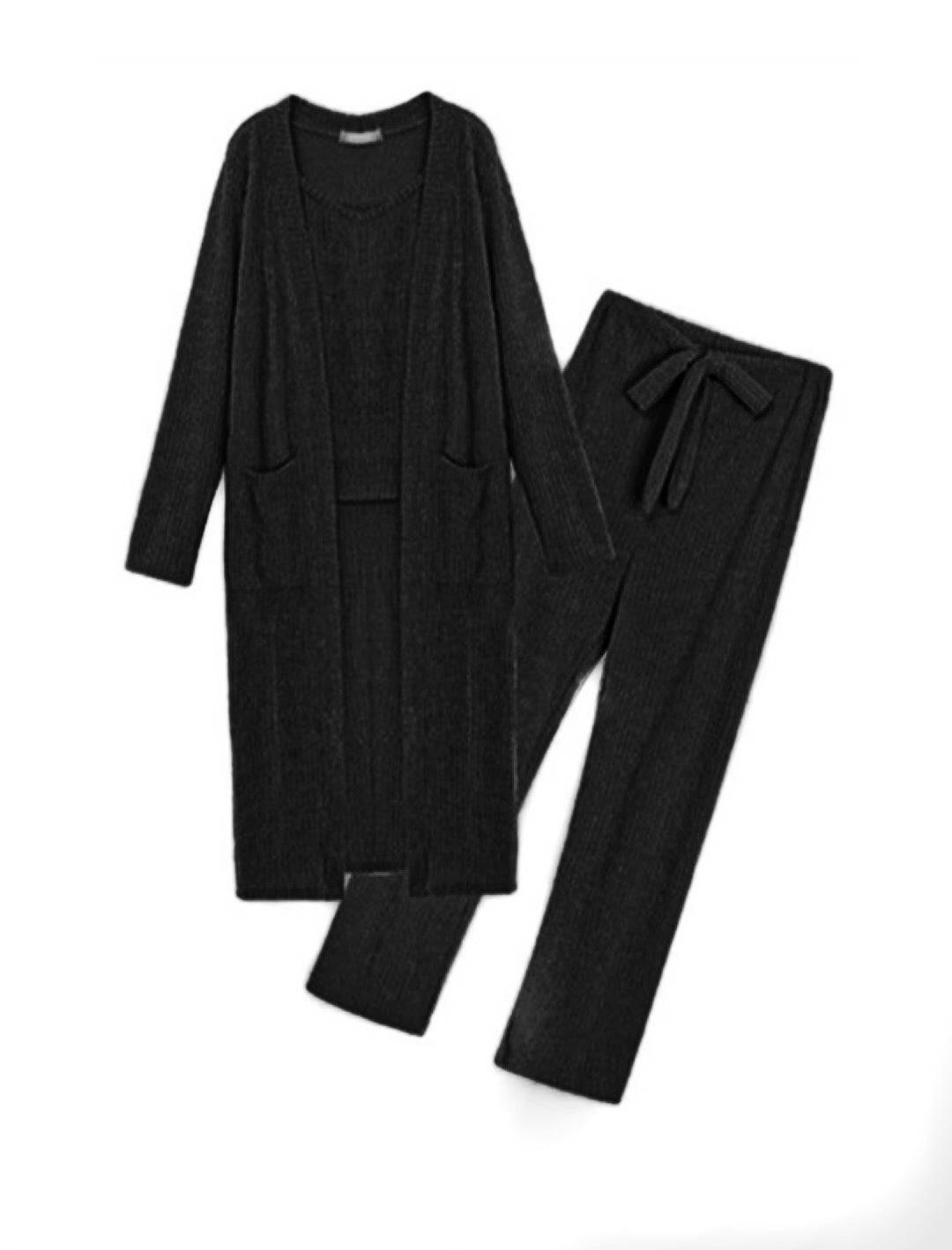 Spaghetti Strap Top Cropped Pants And Long Sleeve Robe Three Piece Set