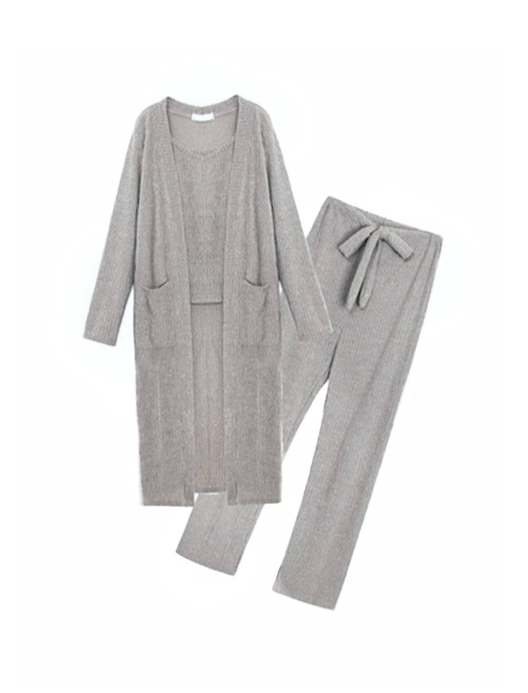 Spaghetti Strap Top Cropped Pants And Long Sleeve Robe Three Piece Set