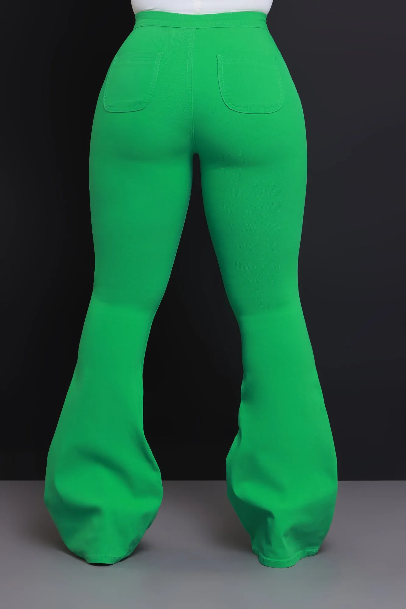 Super Swank High Rise Flare Stretchy Jeans - Kelly Green