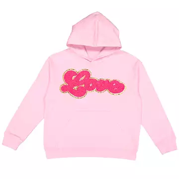 Sweet Wink Love Script Patch Valentine's Day Hoodie Sweatshirt