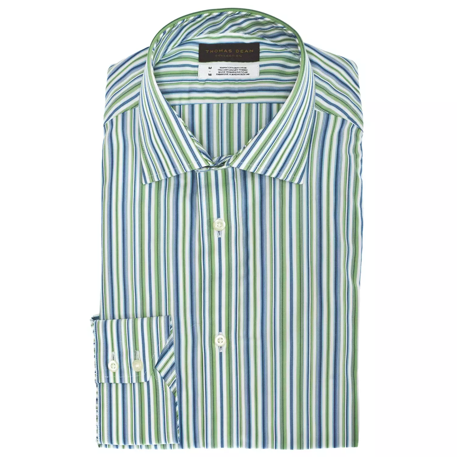 TD Collection Green Stripe Button Down Sport Shirt