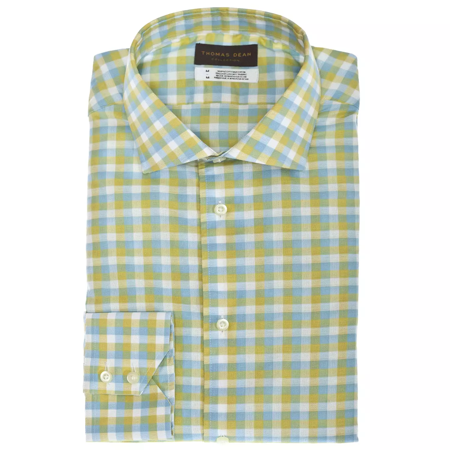 TD Collection Yellow Check Button Down Sport Shirt