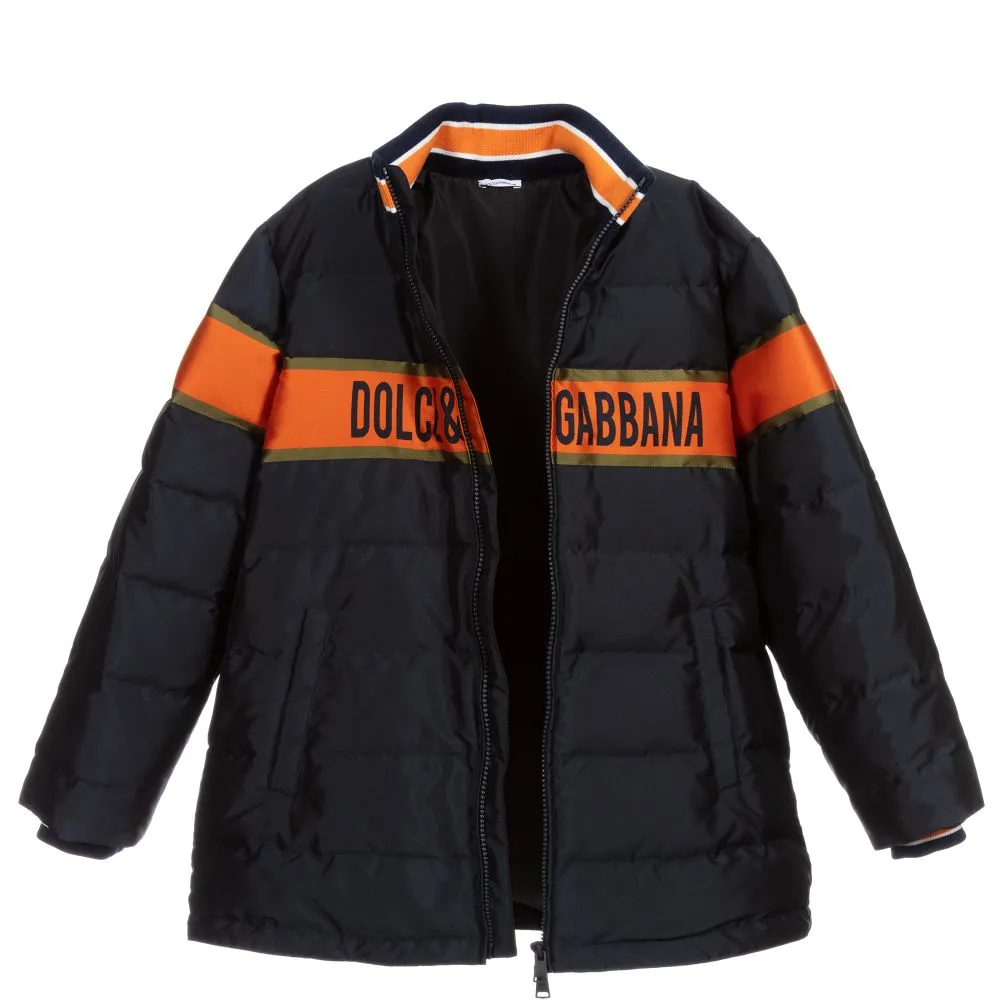 Teen Blue & Orange Logo Coat