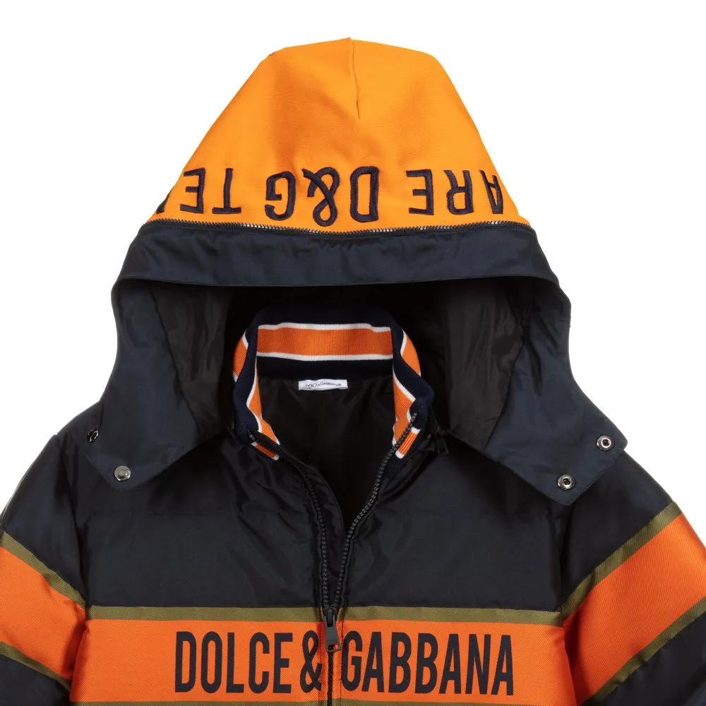 Teen Blue & Orange Logo Coat