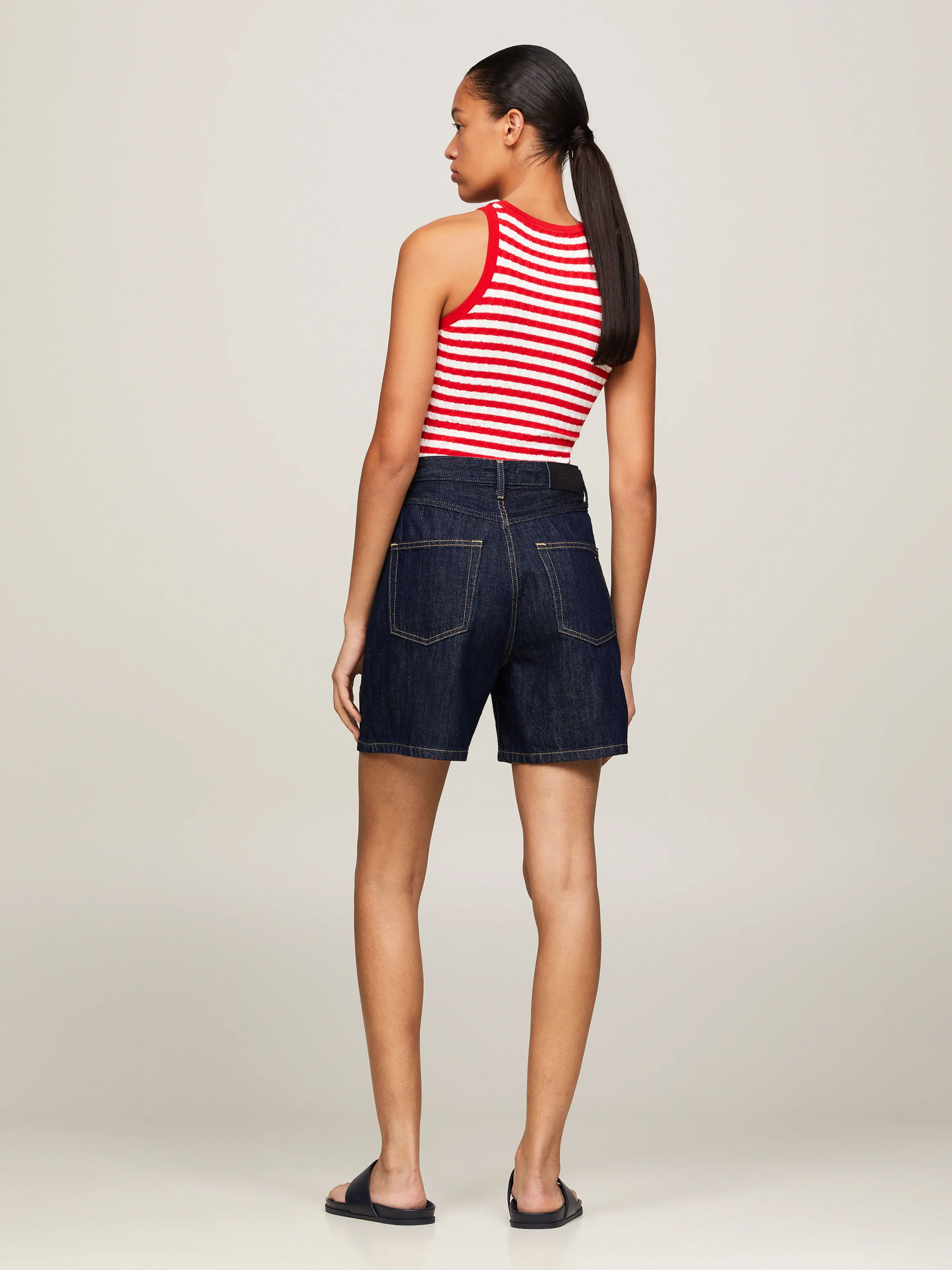 TH Monogram High Rise Fitted Straight Shorts | Shorts | Tommy Hilfiger