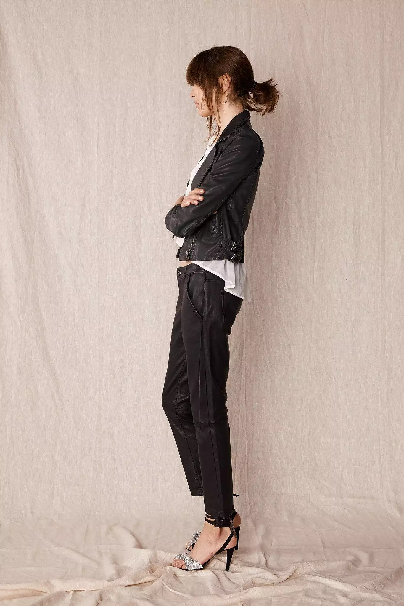 The Bondi Slouch Pant Black Stretch Leather