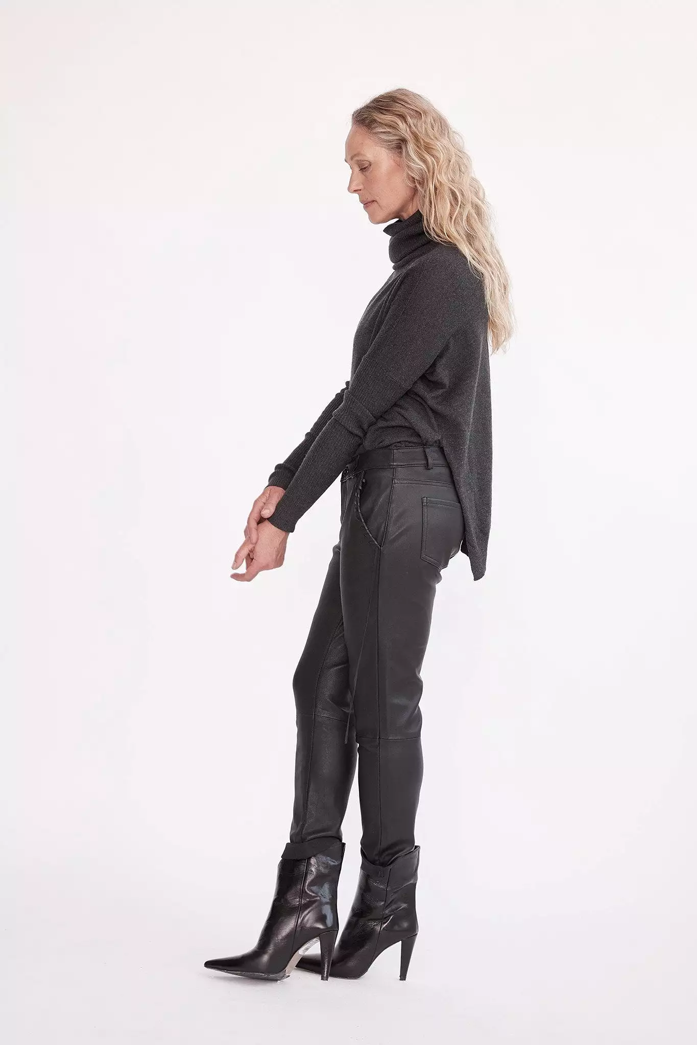 The Bondi Slouch Pant Black Stretch Leather