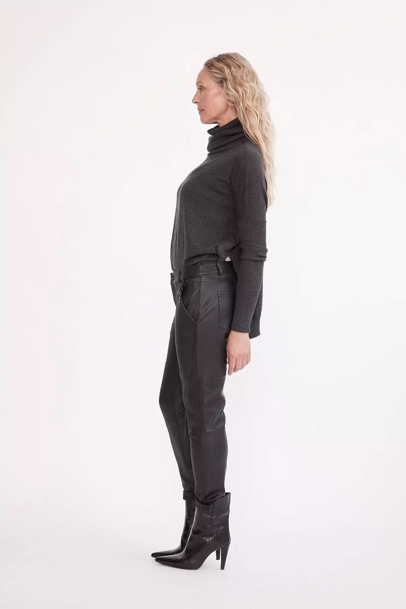 The Bondi Slouch Pant Black Stretch Leather