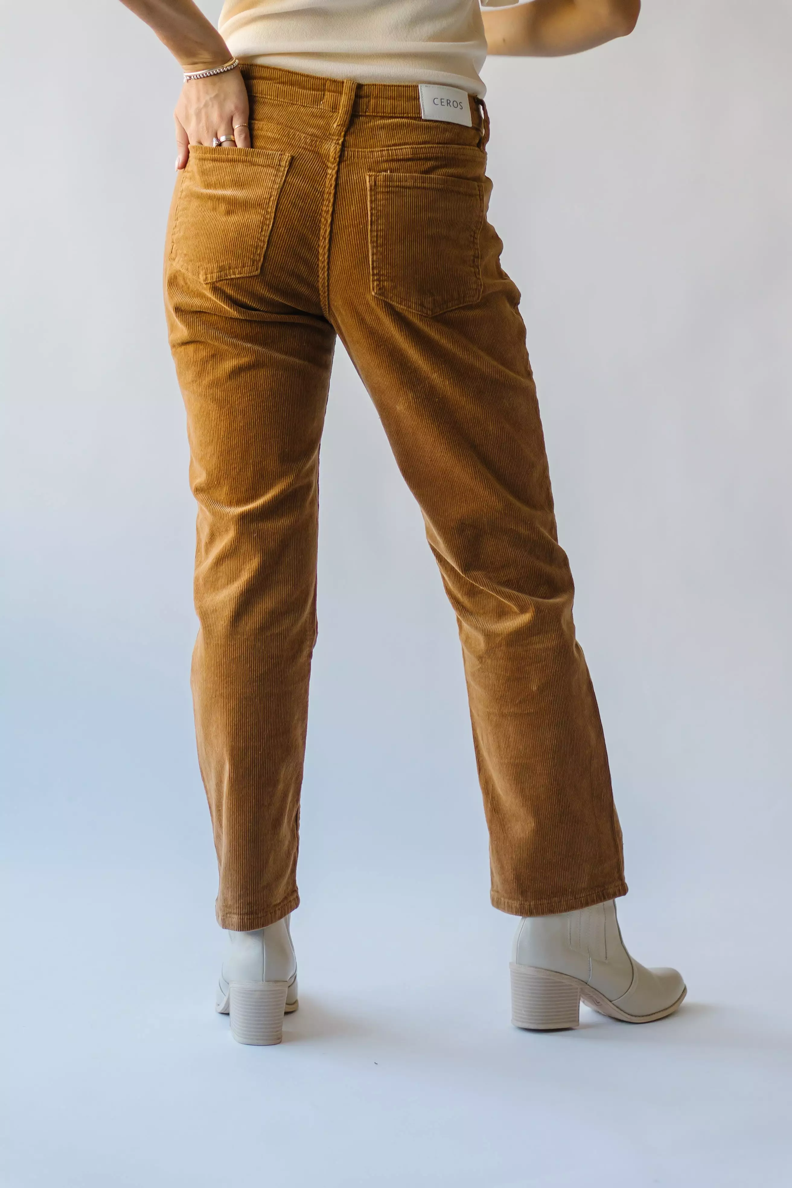 The Fridley Mid Rise Ankle Straight Jean in Camel