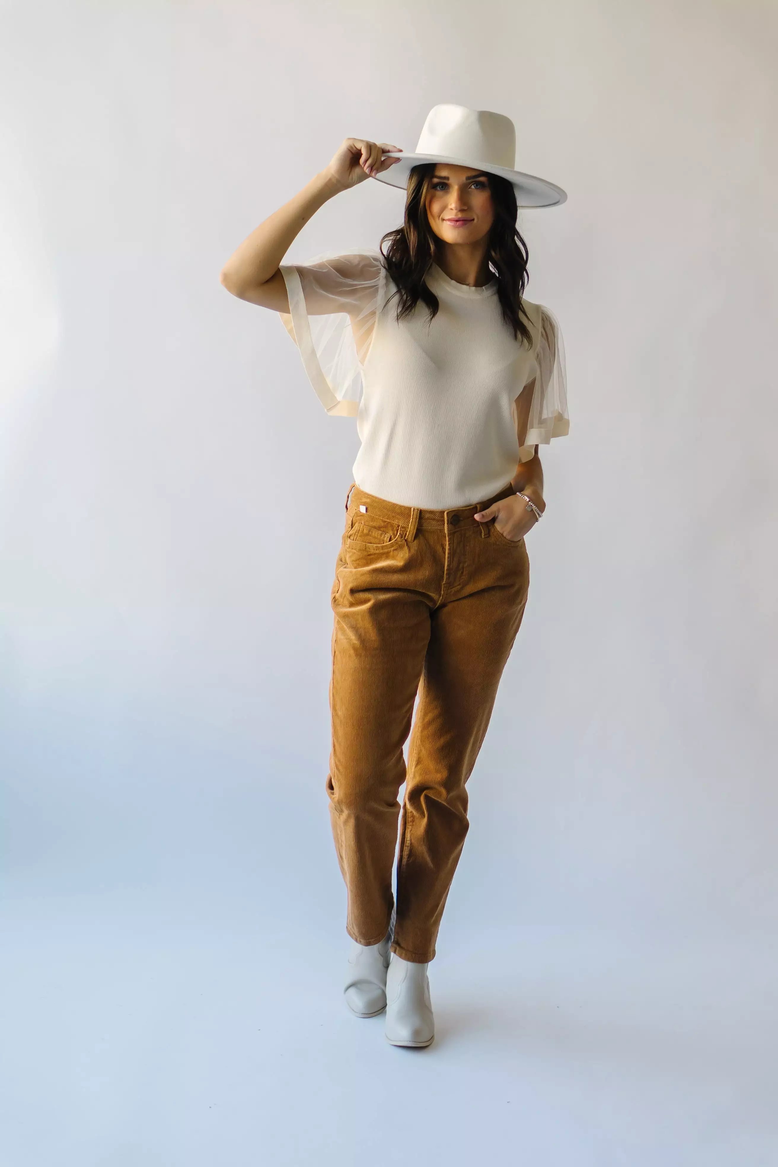 The Fridley Mid Rise Ankle Straight Jean in Camel