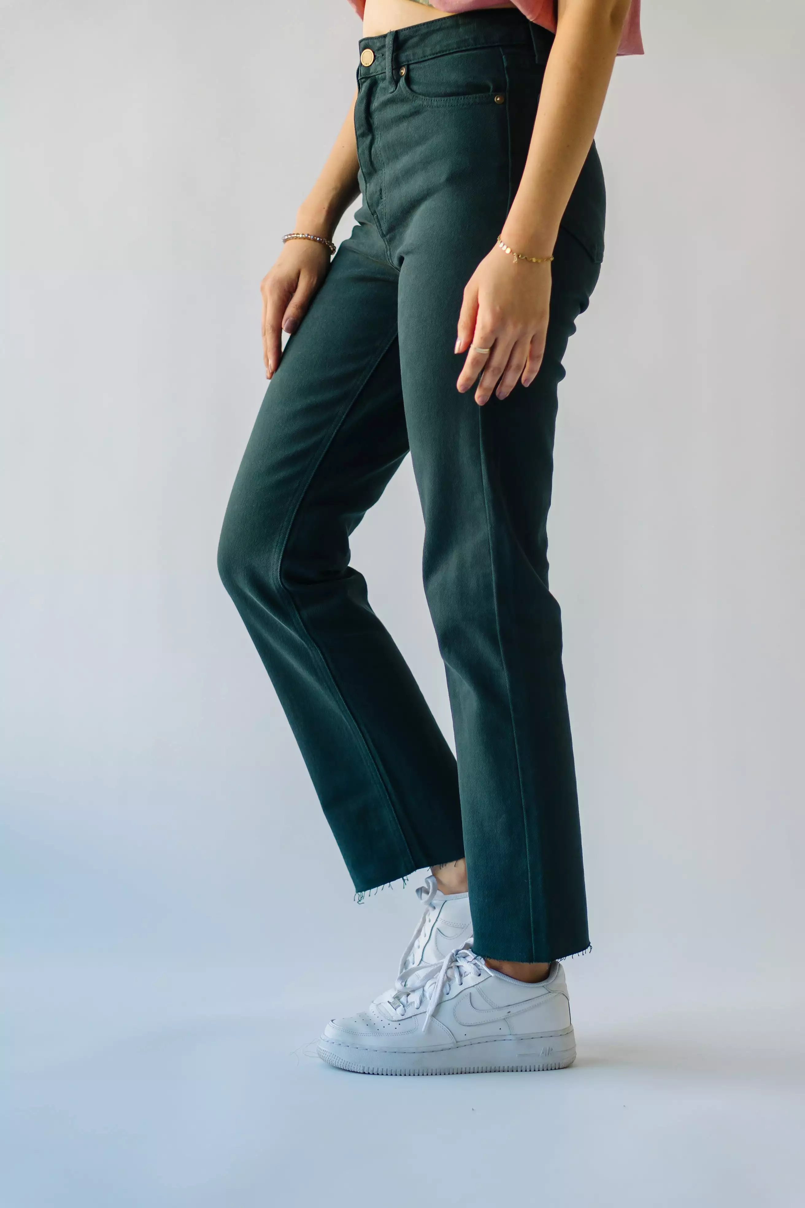 The Ranger Cut Off Straight Jean in Dark Emerald