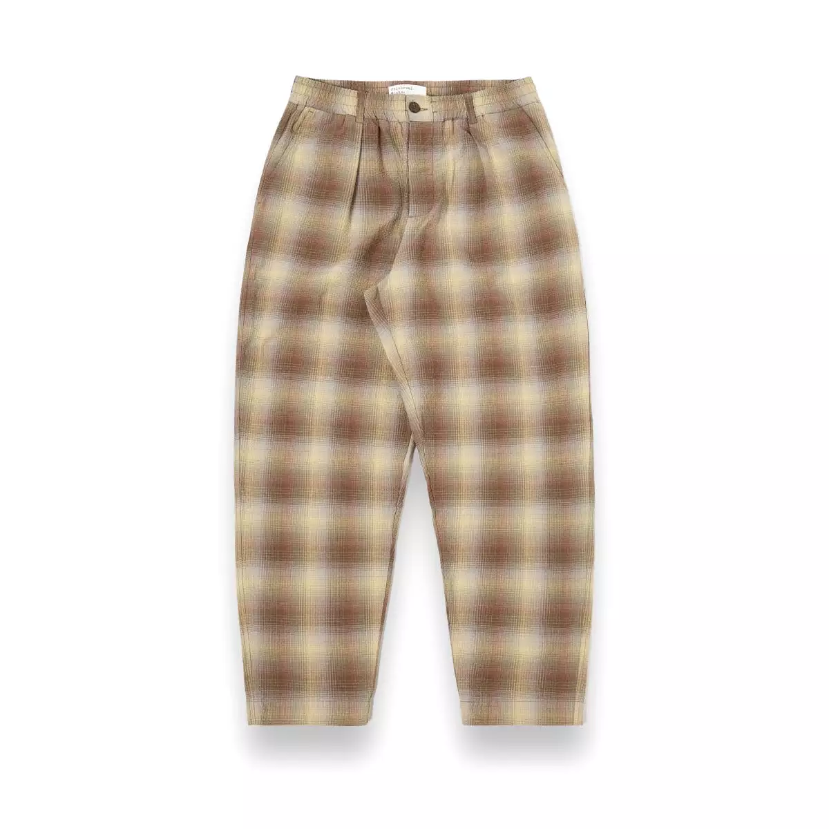 Universal Works Pleated Track Pant Check Pt Seersucker 30533 olive