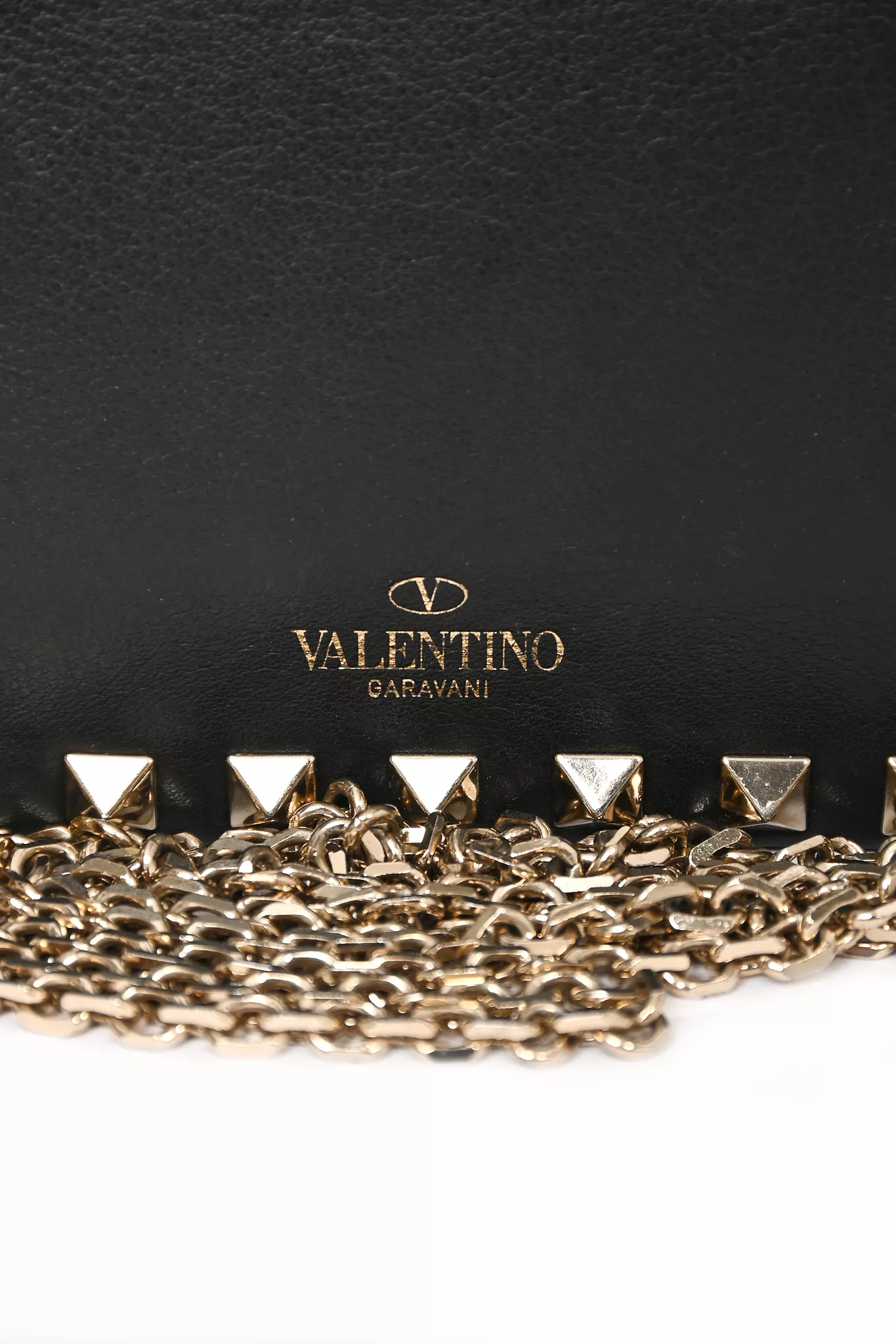 Valentino Black Leather Rockstud Mini Camera Chain Bag