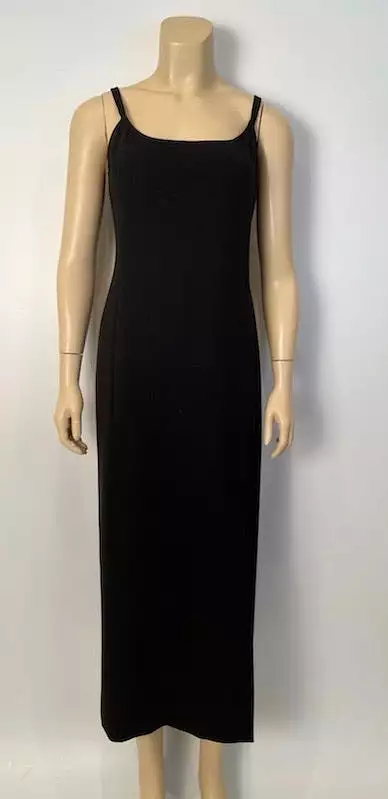 Vintage Chanel 98P, 1998 Spring black maxi long dress FR 40