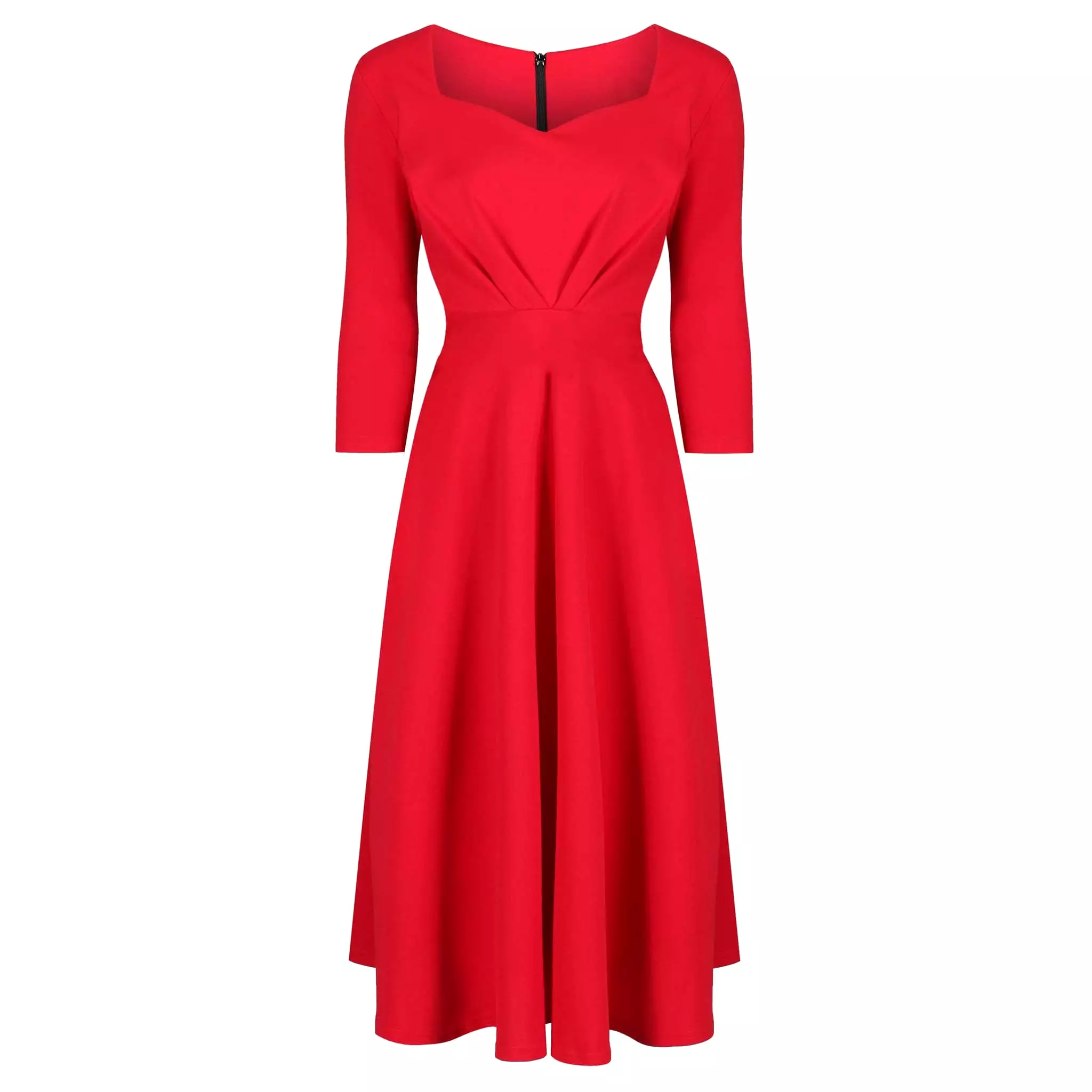 Vintage Red 3/4 Sleeve 50s Swing Dress