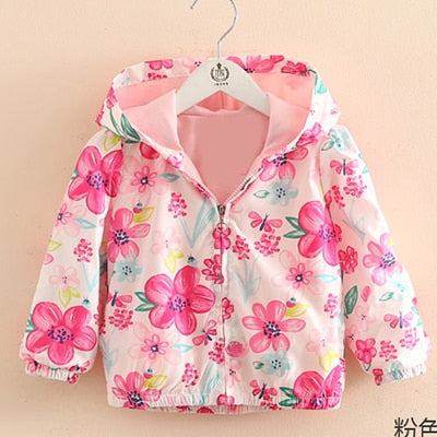 Windbreaker Flower Embroidery Hooded Jacket