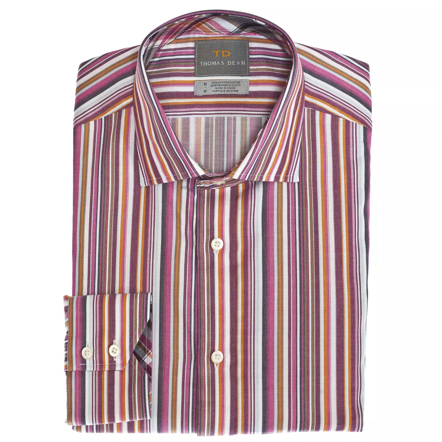 Wine Multi Stripe Button Down Sport Shirt