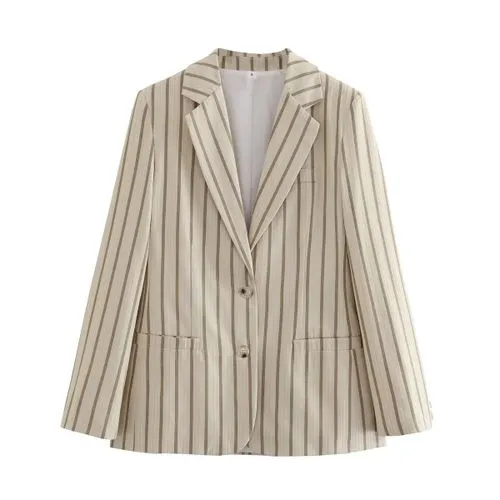 Women's Coat Long Sleeve Blazers Casual Simple Style Stripe