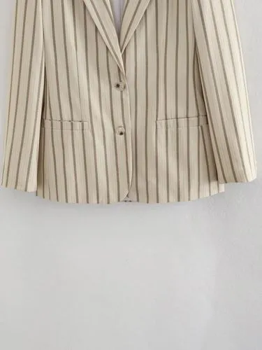 Women's Coat Long Sleeve Blazers Casual Simple Style Stripe