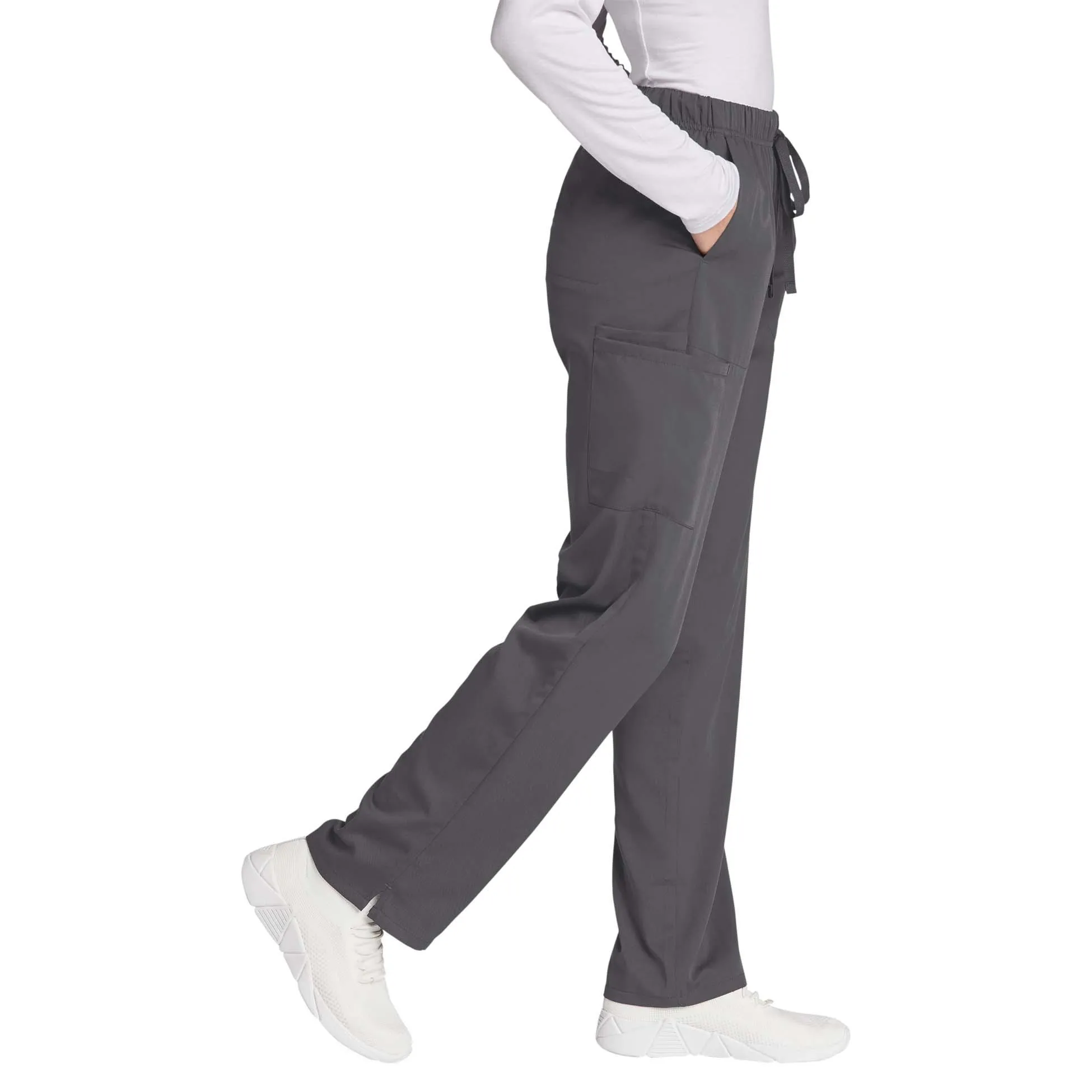 WonderWink WW4158 Women's Premiere Flex Cargo Pocket Scrub Pants - Pewter