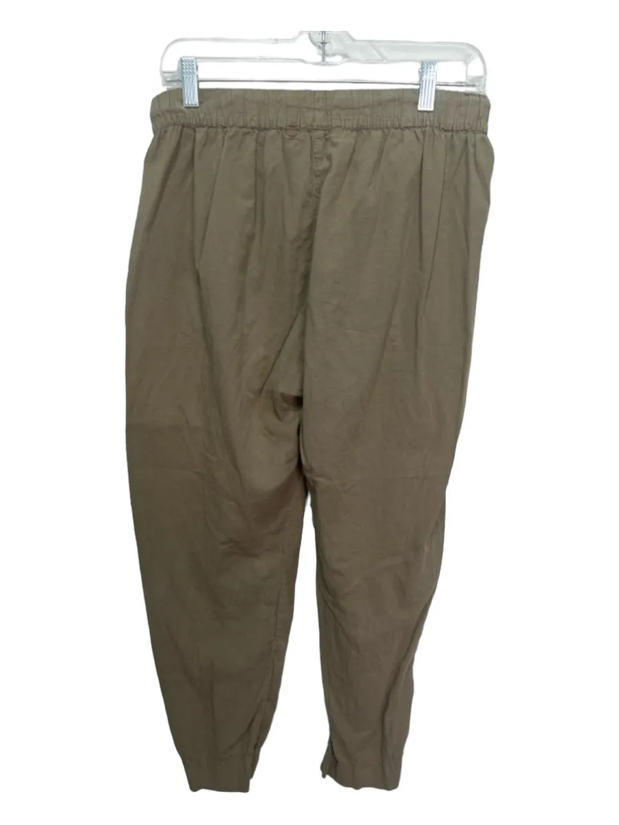 XiRENA Size M Green Cotton Elastic Drawstring Jogger Front Seam Pants