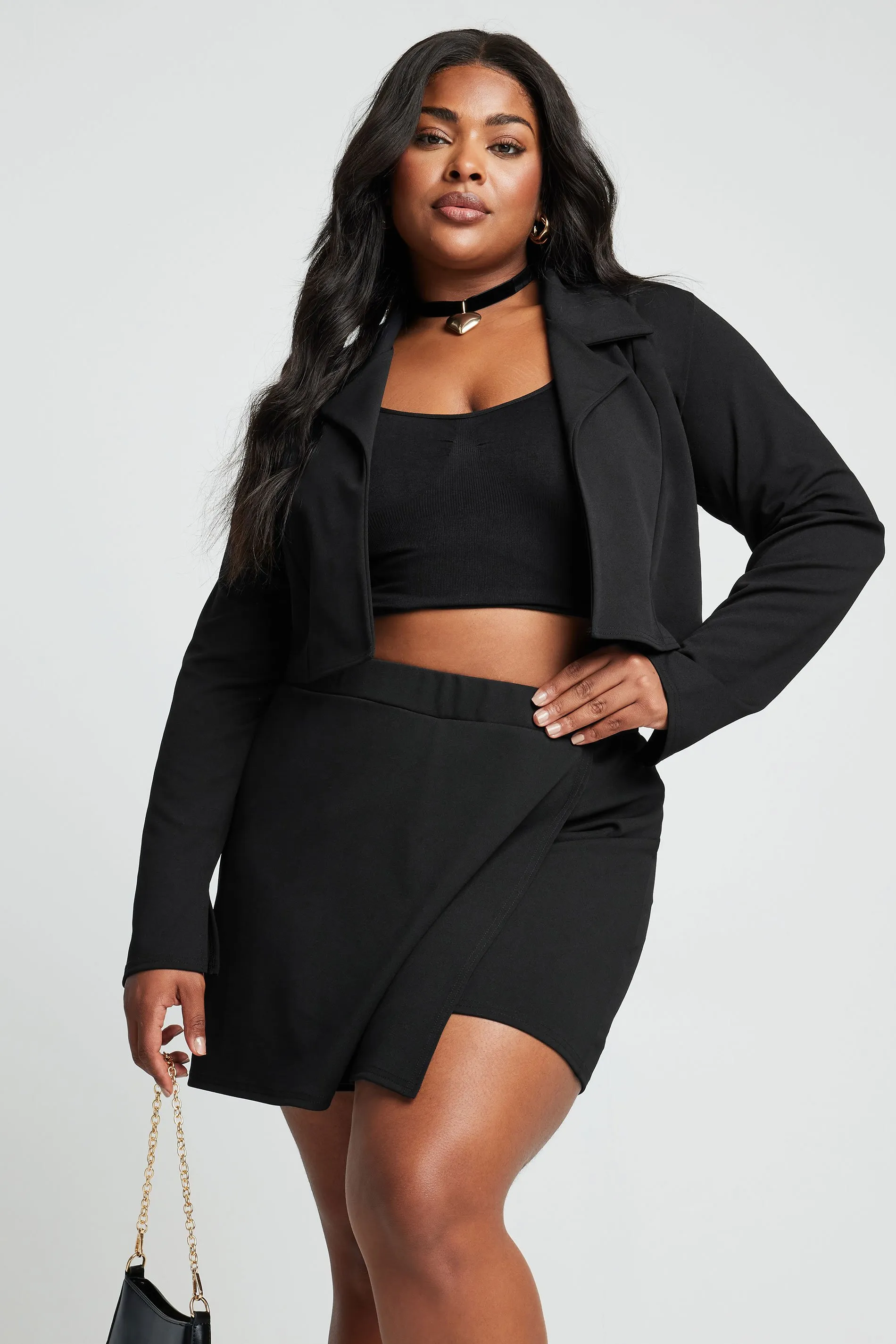 YOURS Curve Black Cropped Blazer